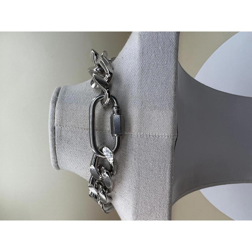 Silver Tone Chunky Thick Chain Necklace - Picture 9 of 10